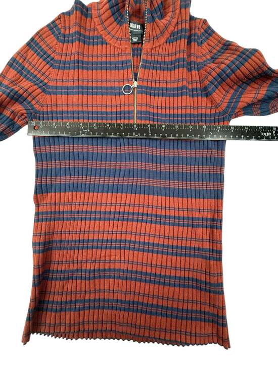 Maeve by Anthropologie Orange and Blue Striped Rib-Knit Quarter-Zip Sweater Size - Picture 6 of 6